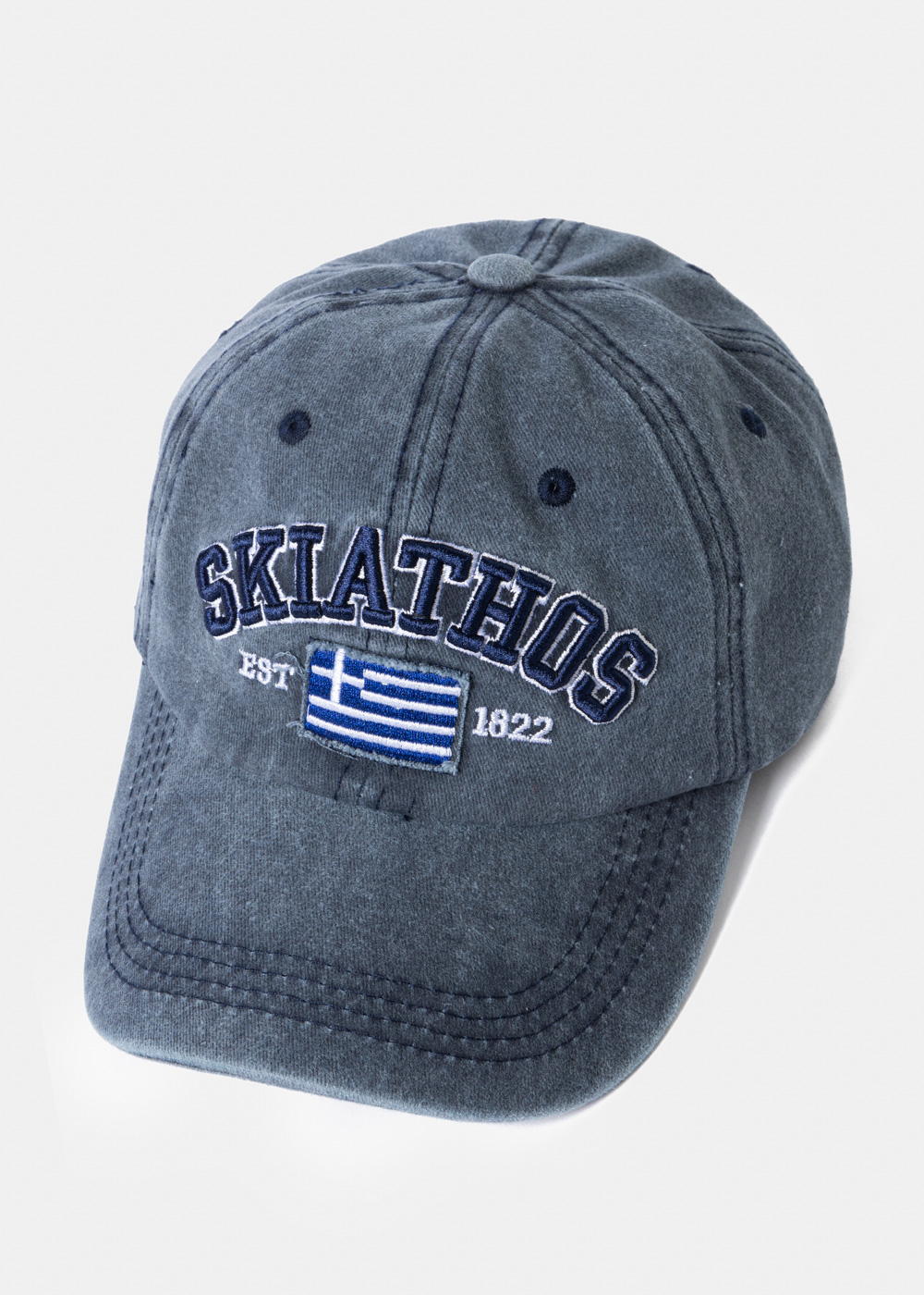 Skiathos Washed Navy Blue w/ Greek Flag Skiathos Washed Navy Blue w/ Greek Flag - Image 1