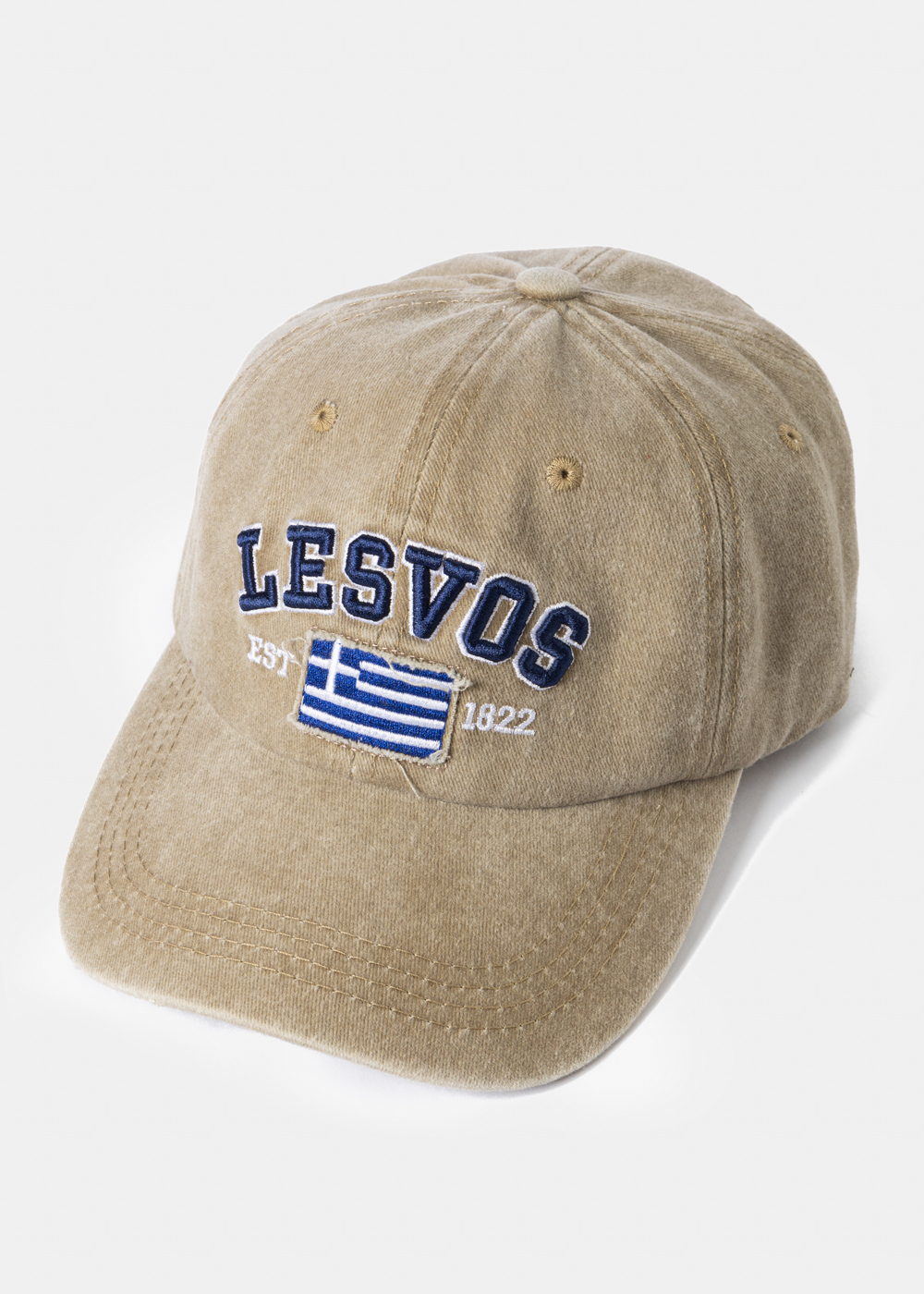 Lesvos Washed Beige w/ Greek Flag 2 Lesvos Washed Beige w/ Greek Flag 2 - Image 1