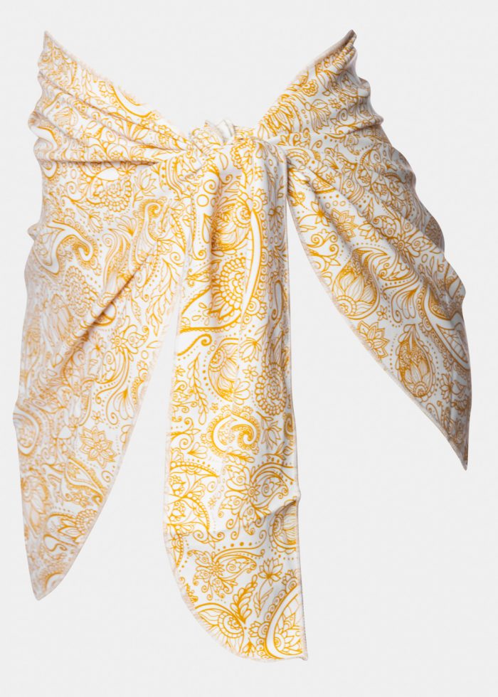 Yellow Dacron Mini Pareo w/ Paisley Pattern - Image 2
