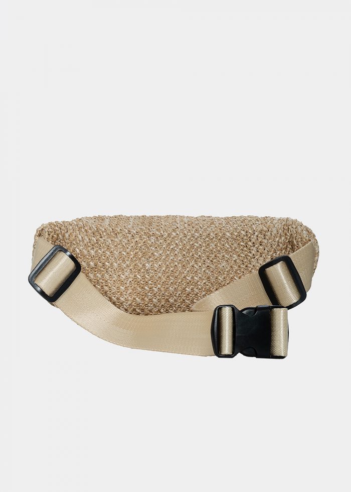 straw belt bag with fringes in beige - Image 2