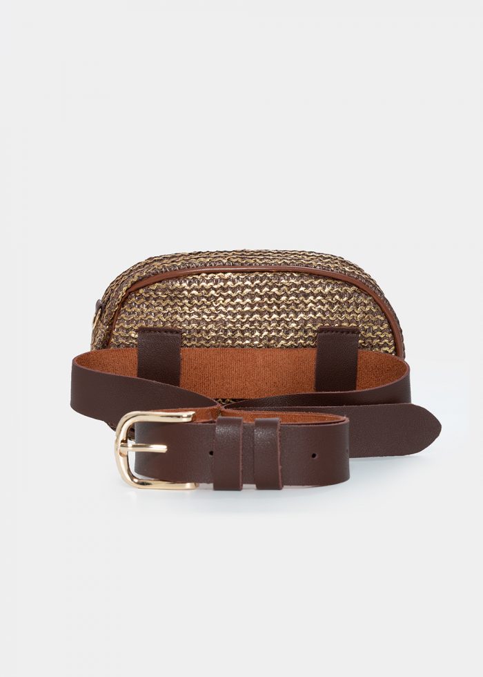 straw small belt bag in brown rose gold - Image 2