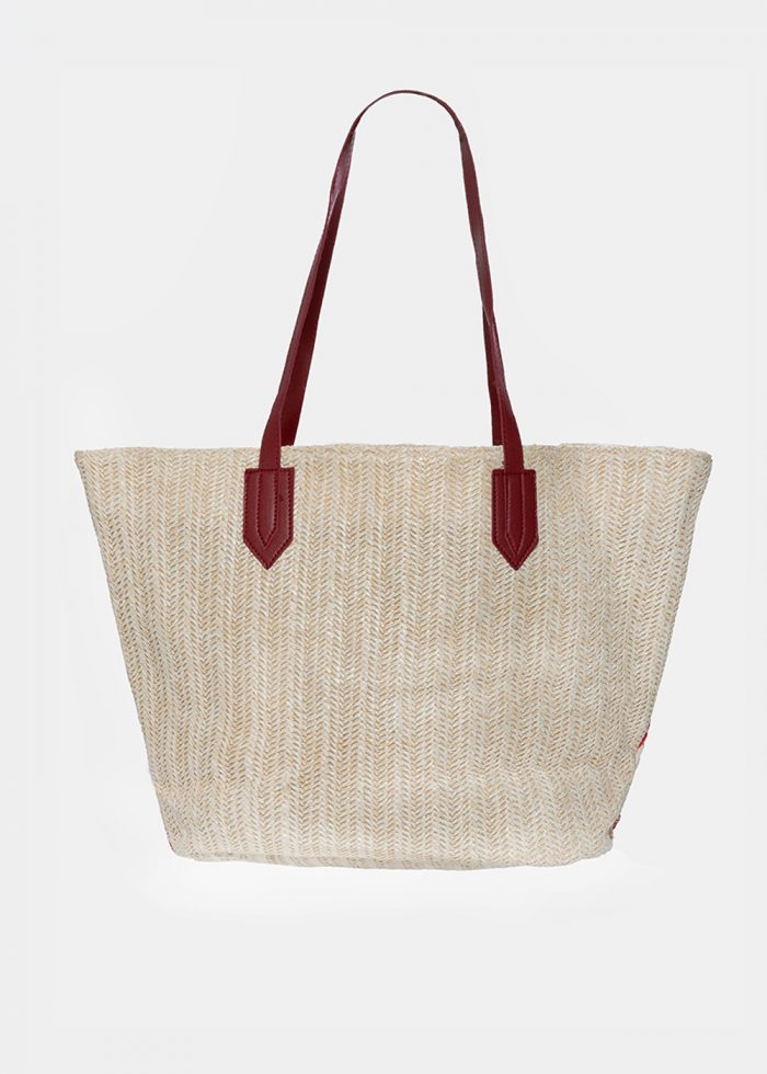 straw bag with red print - Image 2