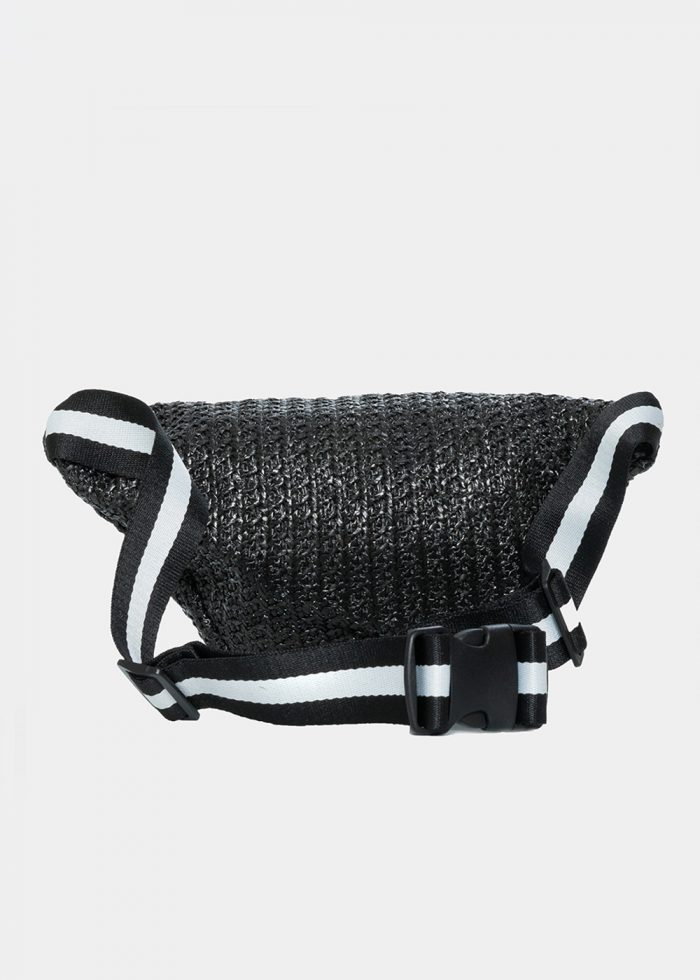 straw belt bag in black - Image 2