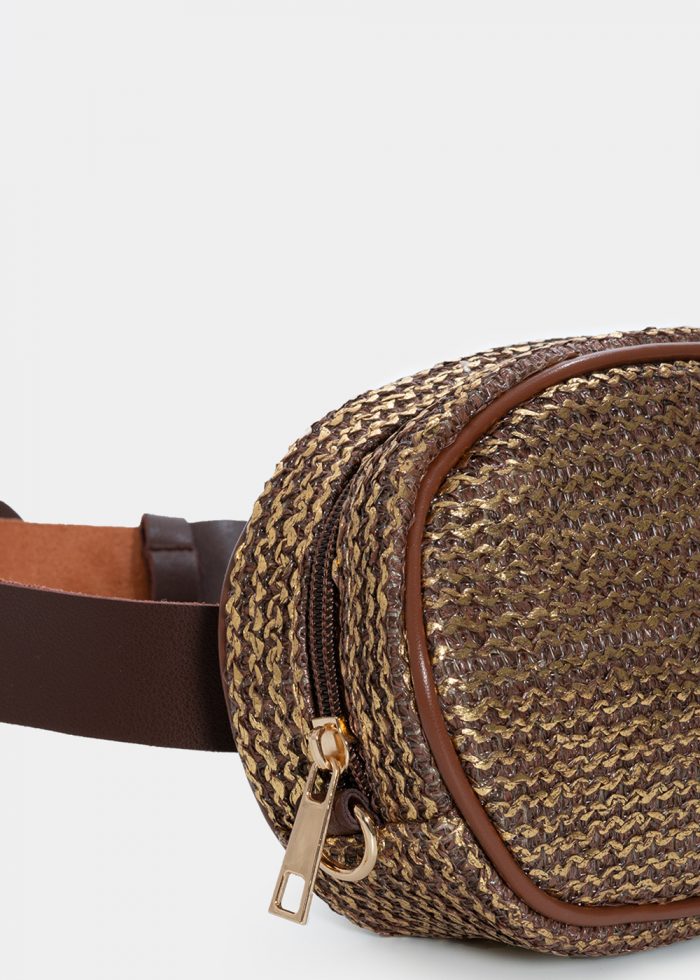 straw small belt bag in brown rose gold - Image 3
