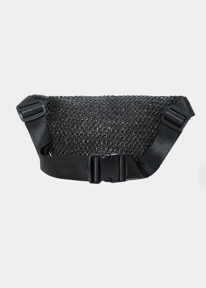 straw belt bag with fringes in black - Image 2