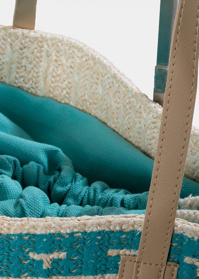 straw bag with azure print - Image 3