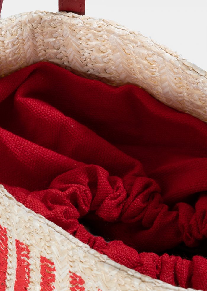 straw bag with red print - Image 3