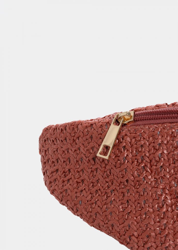 straw belt bag in orange - Image 3