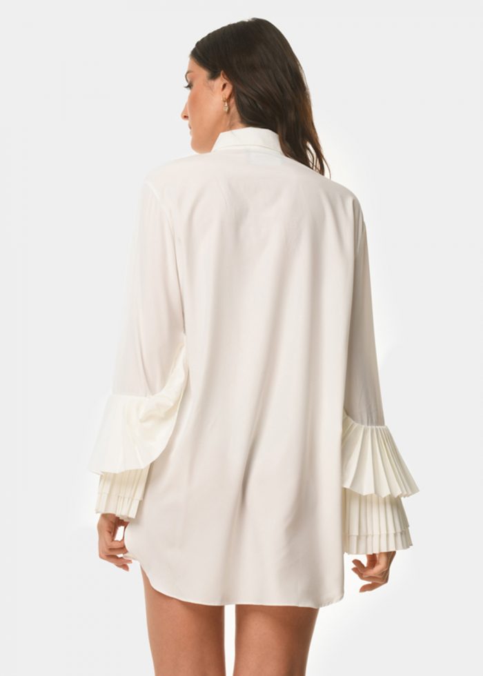 Pleated sleeves shirt-dress - Image 4