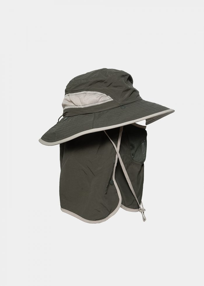 Olive active hat with neck protector - Image 2