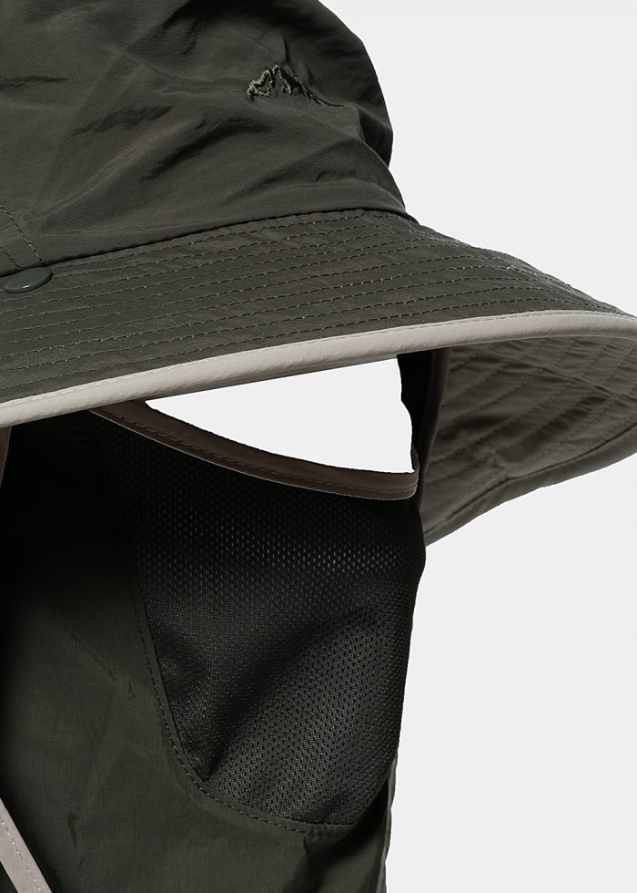 Olive active hat with neck protector - Image 3