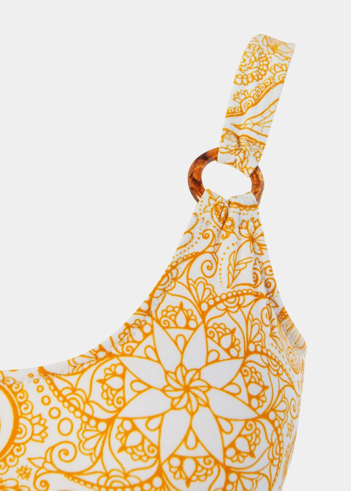 Dacron Low Back One-Piece Swimwear - Yellow Paisley - Image 3