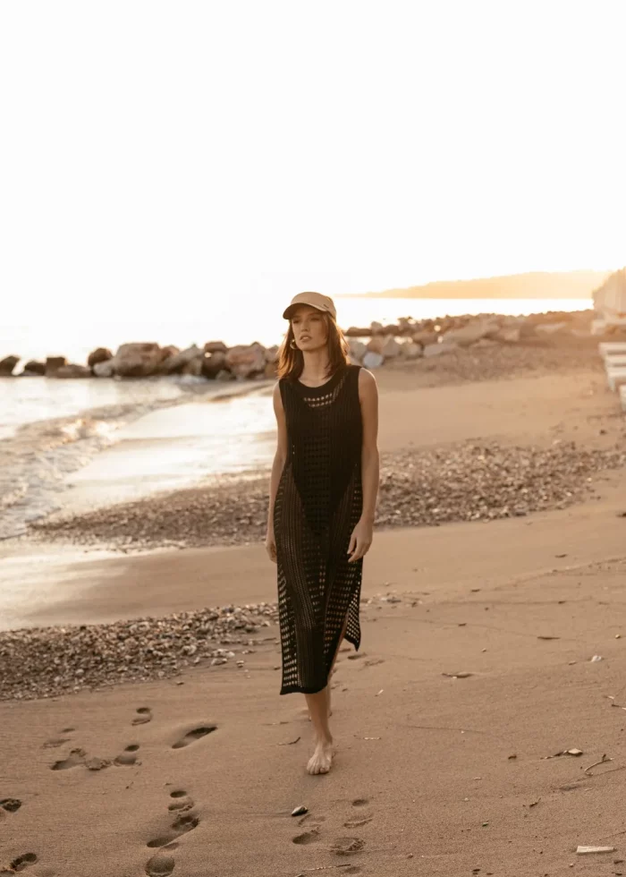 Black Knitted Beachwear w/ Side Tears - Image 2