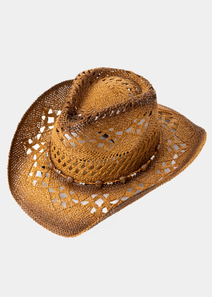 Brown Cowboy Style Hat w/ Brown mini Hearts - Image 2