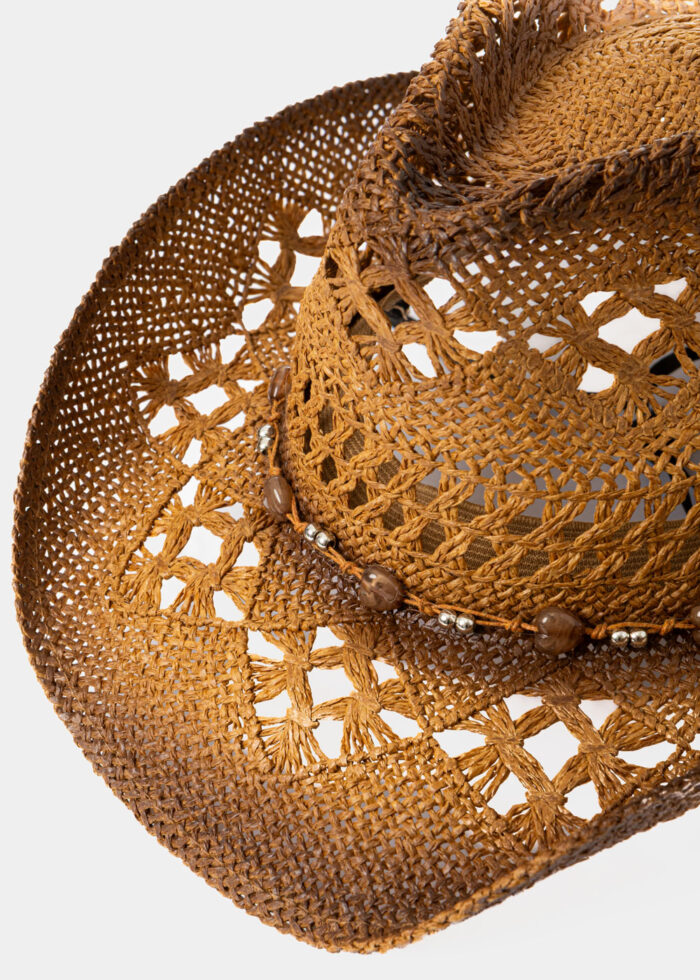 Brown Cowboy Style Hat w/ Brown mini Hearts - Image 3