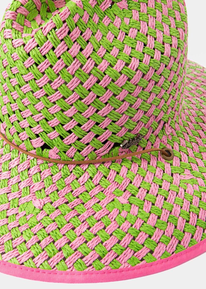 Green & Fuschia Straw Surf Style Hat - Image 3