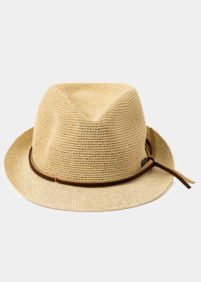 Beige Elegant Fedora Hat w/ Leather Cords - Image 3