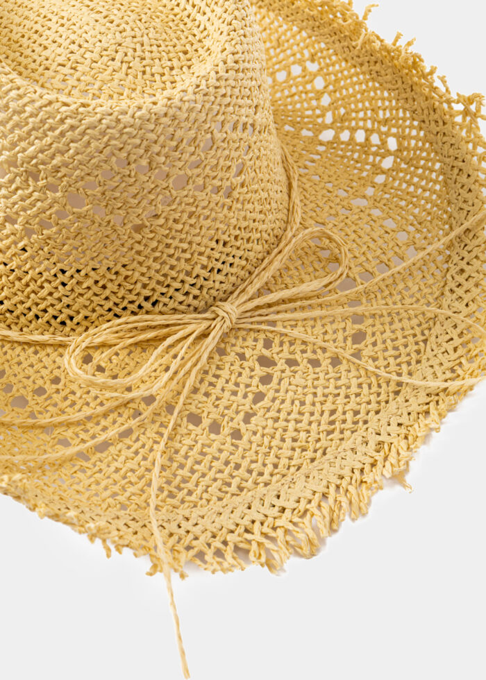 Beige Fringed Cowboy Style Hat - Image 3