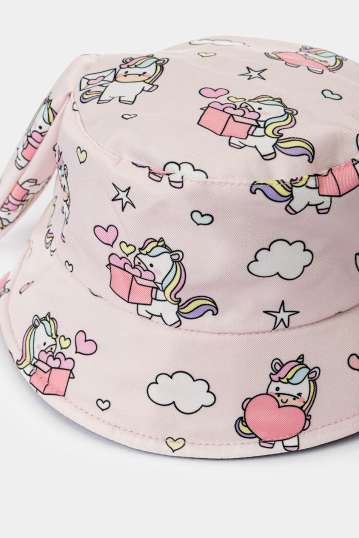 Kids Bucket Hat w/ Unicorns Pattern & Wiggly Ears - Image 2