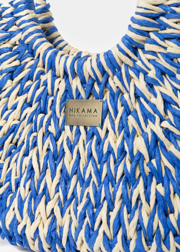 Beige & Blue Knitted Bag - Image 3