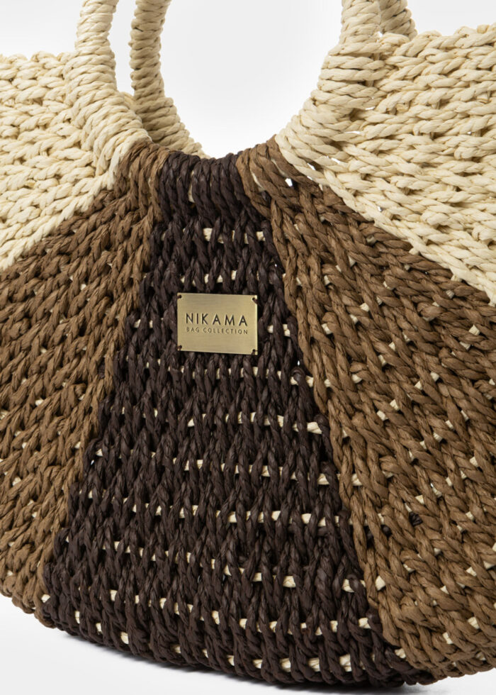 Brown & Ecru Knitted Bag - Image 3