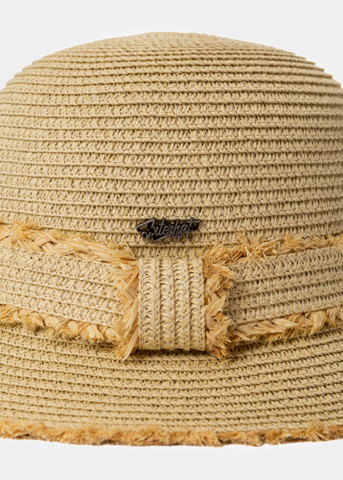 Beige Mini Hat w/ Fringe Detail - Image 4