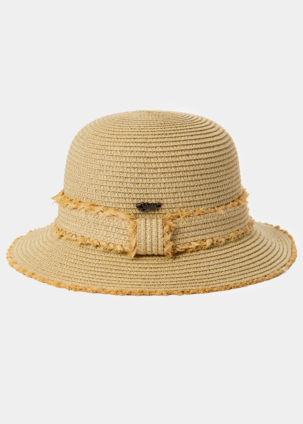 G28A6456 copy Beige Mini Hat w/ Fringe Detail - Image 1