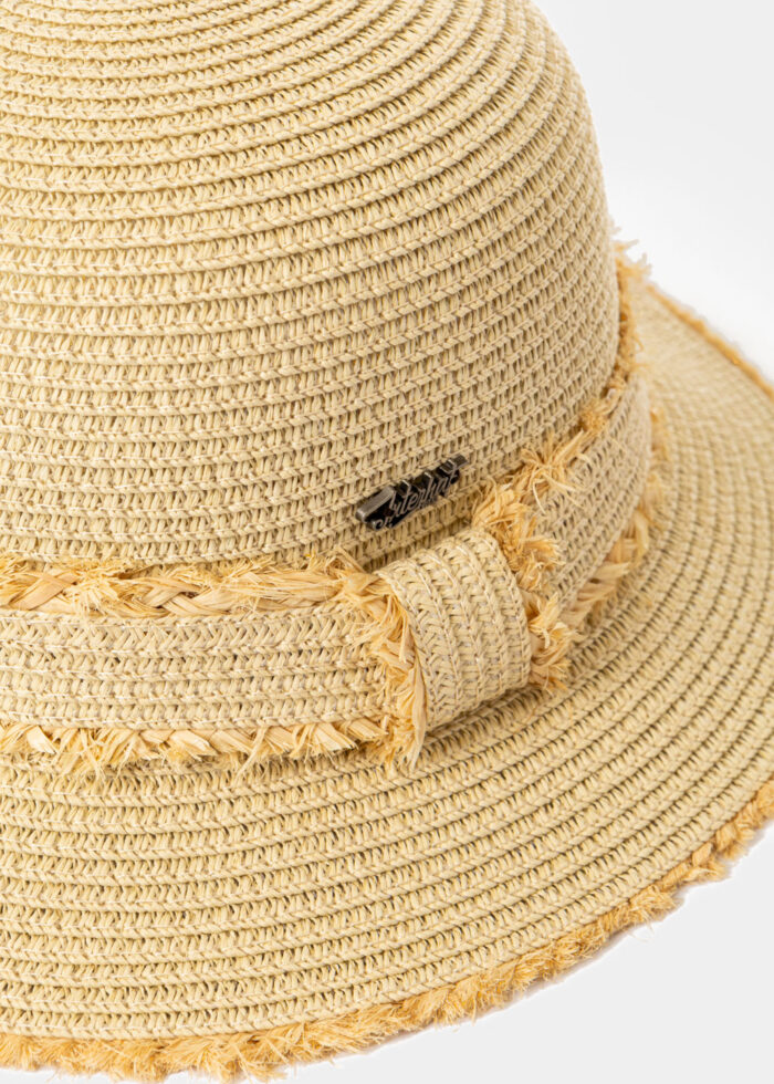 Beige Mini Hat w/ Fringe Detail - Image 3