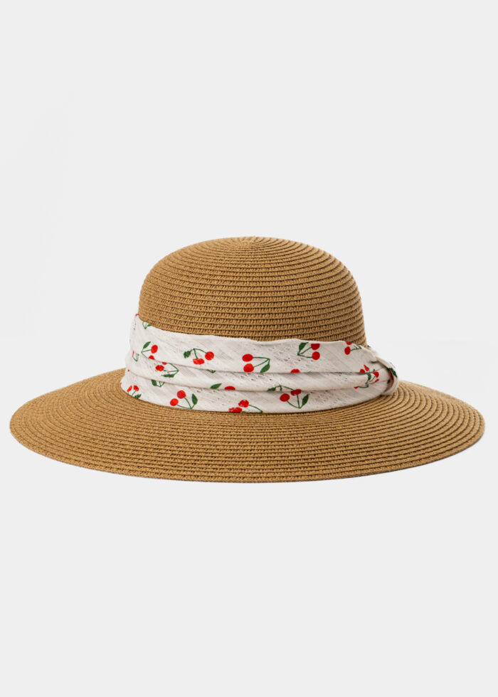 Brown Hat w/ Cherries Ribbon - Image 3