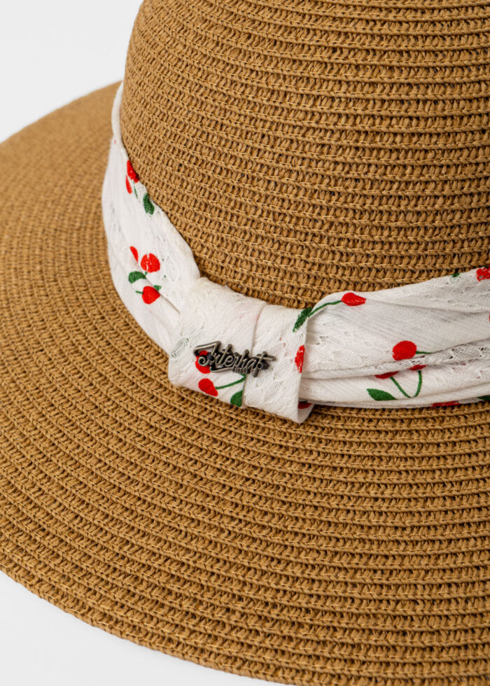 Brown Hat w/ Cherries Ribbon - Image 2