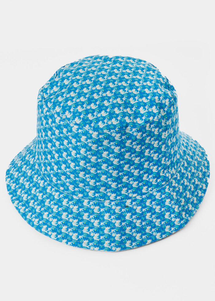 Double-Faced Bucket Hat Blue Flowers & Light Blue - Image 3