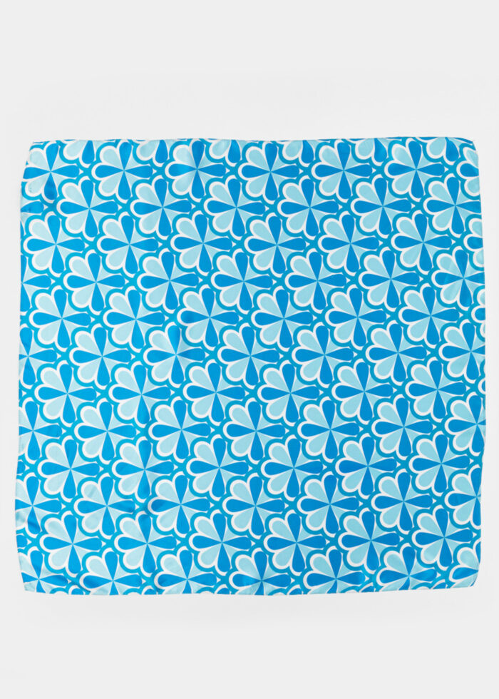 Blue Flowers Satin Scarf - Image 3