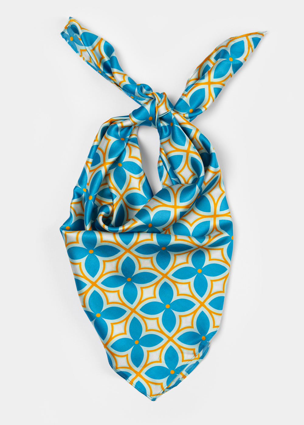 G28A6887 copy Petrol Flowers Satin Scarf - Image 1