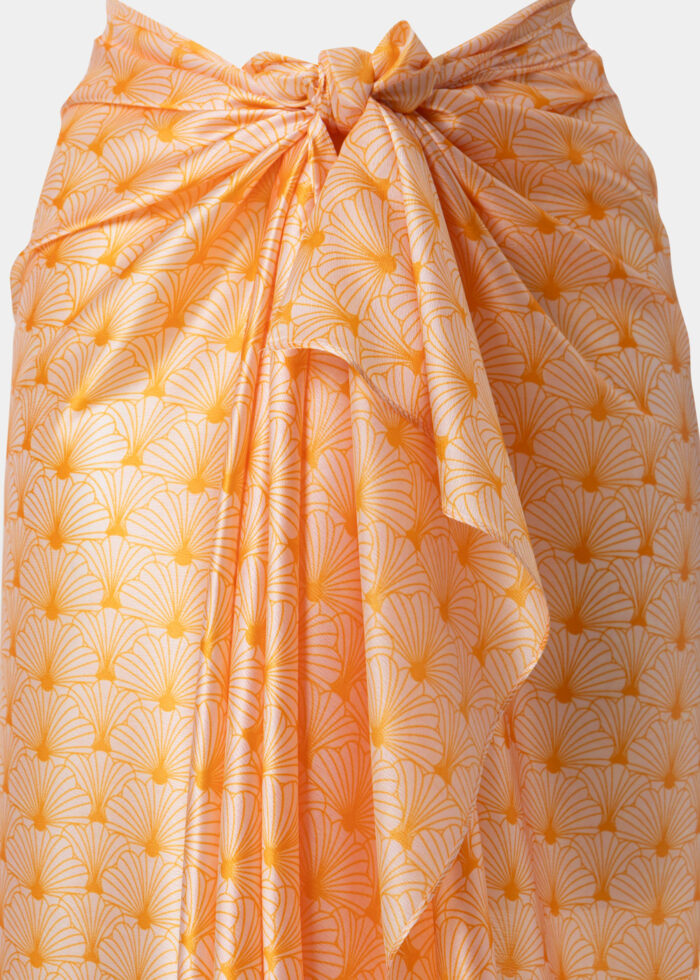 Orange Satin Pareo w/ Seashells Design - Image 2