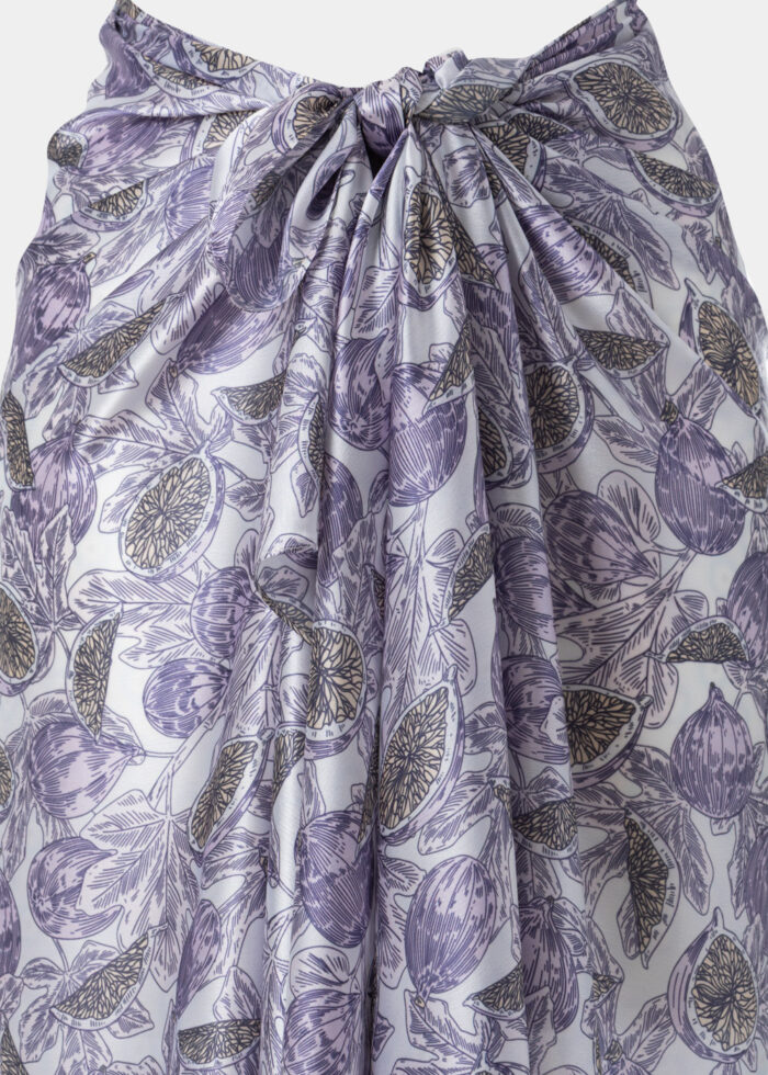 White Satin Pareo w/ Figs Design - Image 2