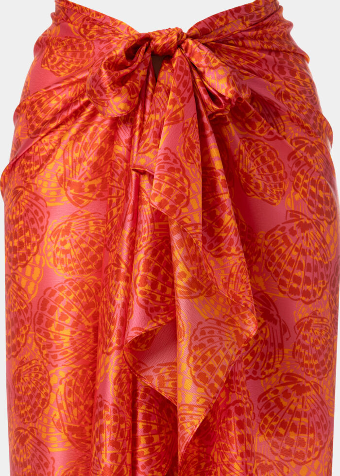 Fuchsia Satin Pareo w/ Shell Design - Image 2