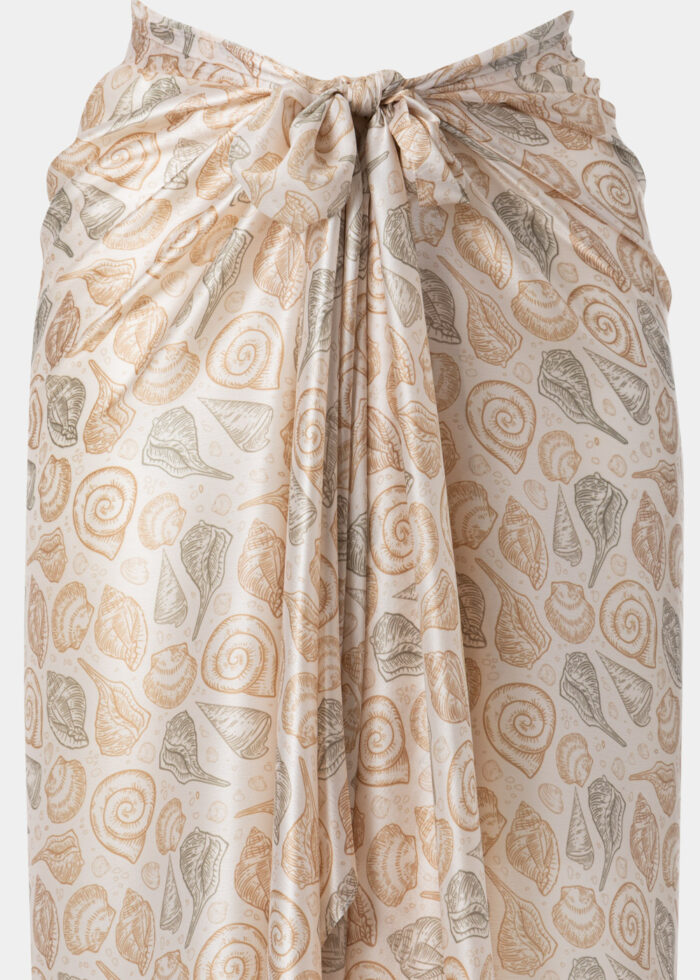 Beige Satin Pareo w/ Shell Design - Image 2