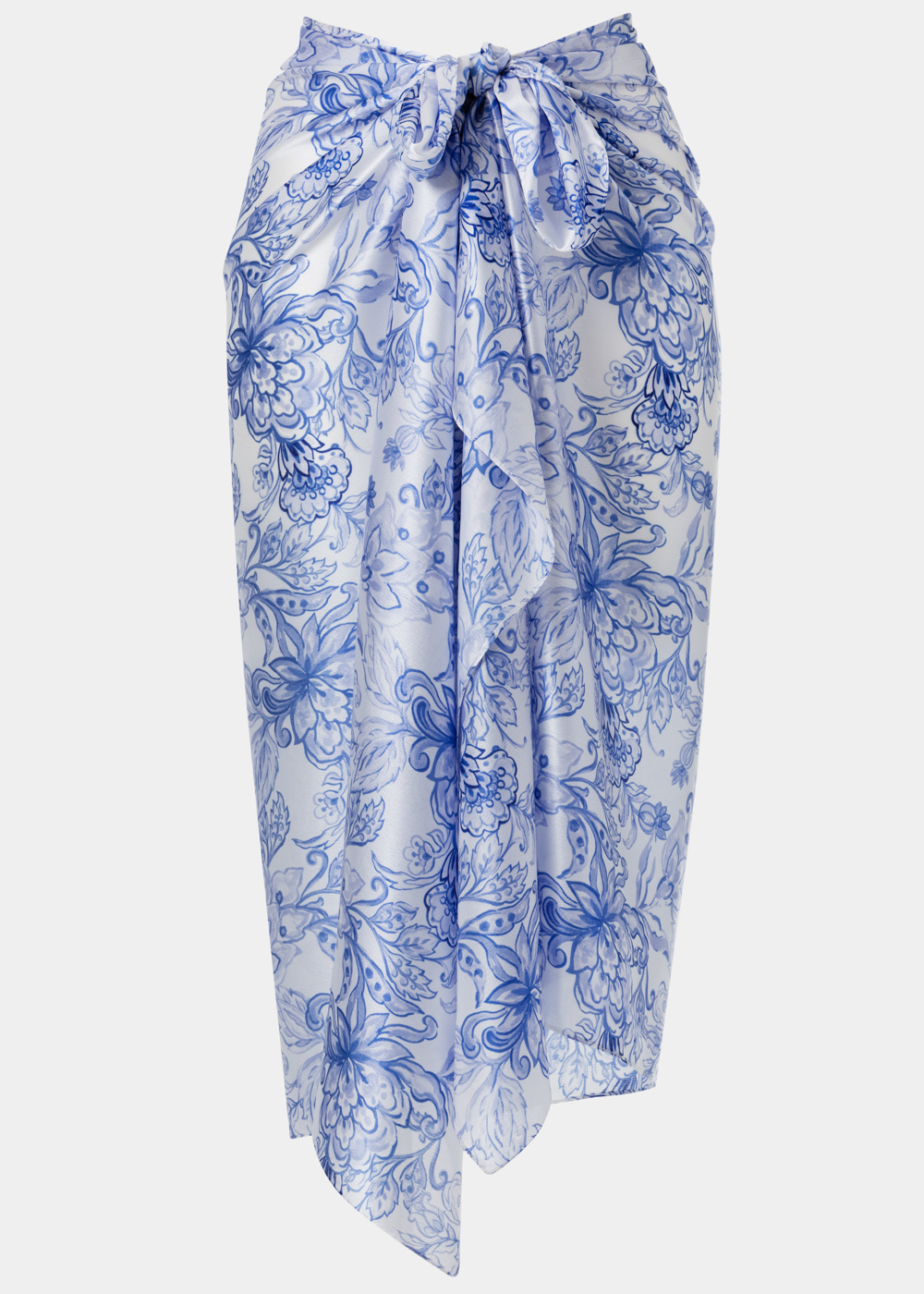 G28A7016 copy White Satin Pareo w/ Blue Flowers Design - Image 1