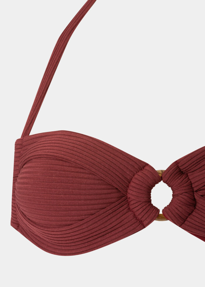 Sardinia Bikini Top - Wine Red Rib - Image 2