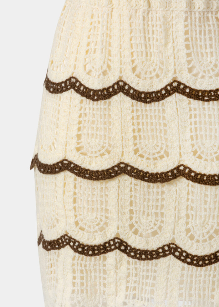 Cream & Dark Chocolate Knitted Top & Skirt Set - Image 3