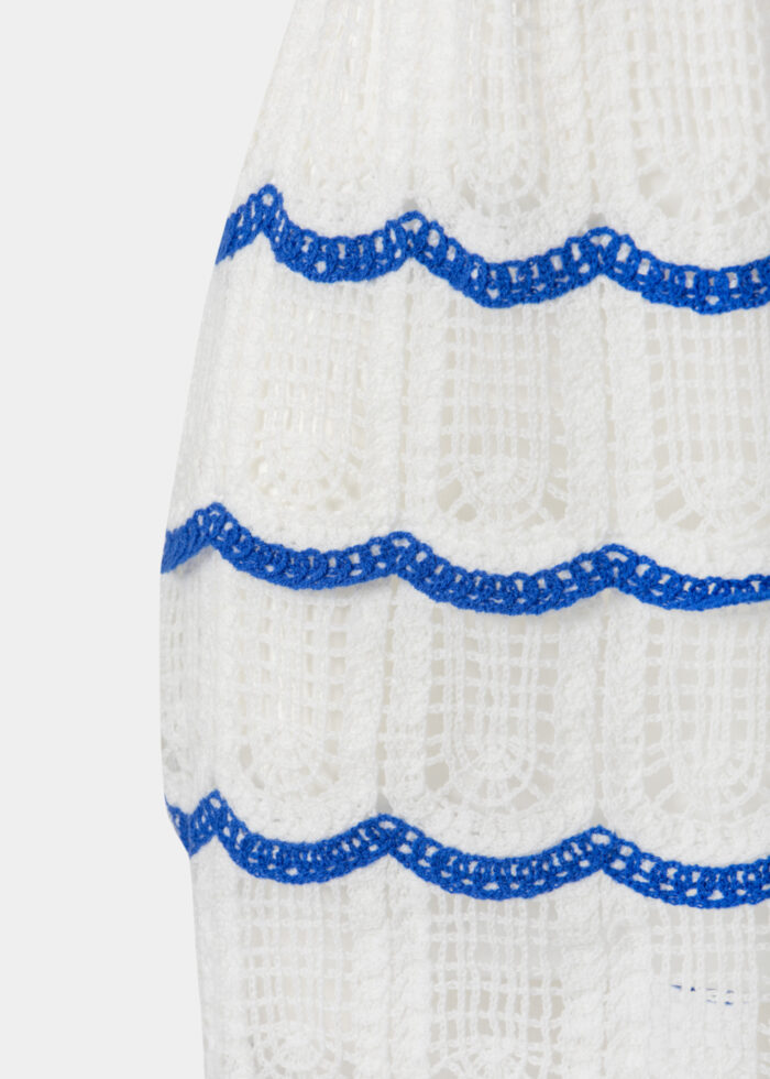 White & Blue Knitted Top & Skirt Set - Image 3