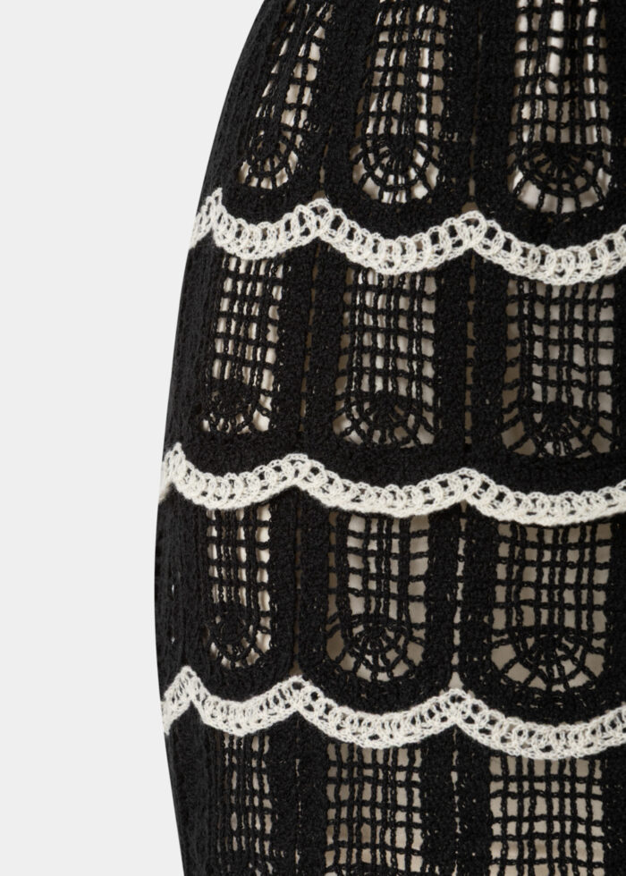 Black & Cream Knitted Top & Skirt Set - Image 3