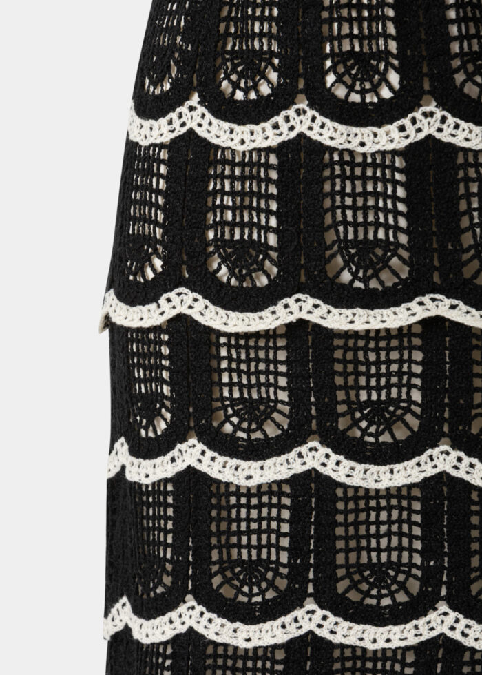 Black & Cream Knitted Top & Skirt Set - Image 3