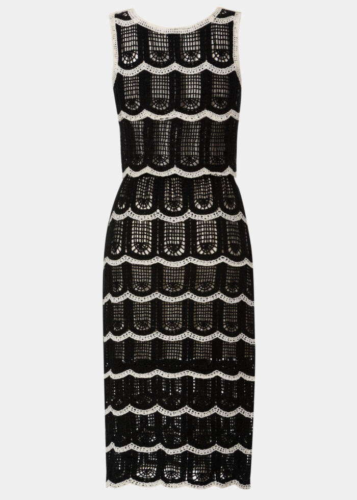 Black & Cream Knitted Top & Skirt Set - Image 2