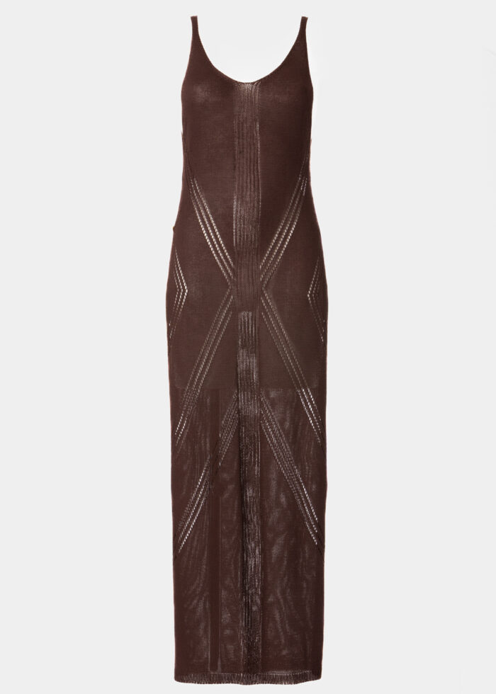 Dark Chocolate Knitted High Cut Leg Beachwear w/ Side Buttons - Image 2