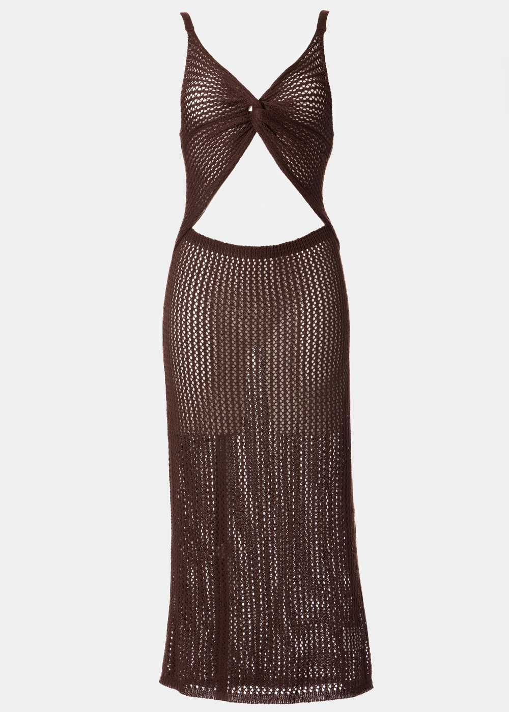 G28A7360 copy Dark Chocolate Knitted Beachwear w/ Front Twist Detail - Image 1