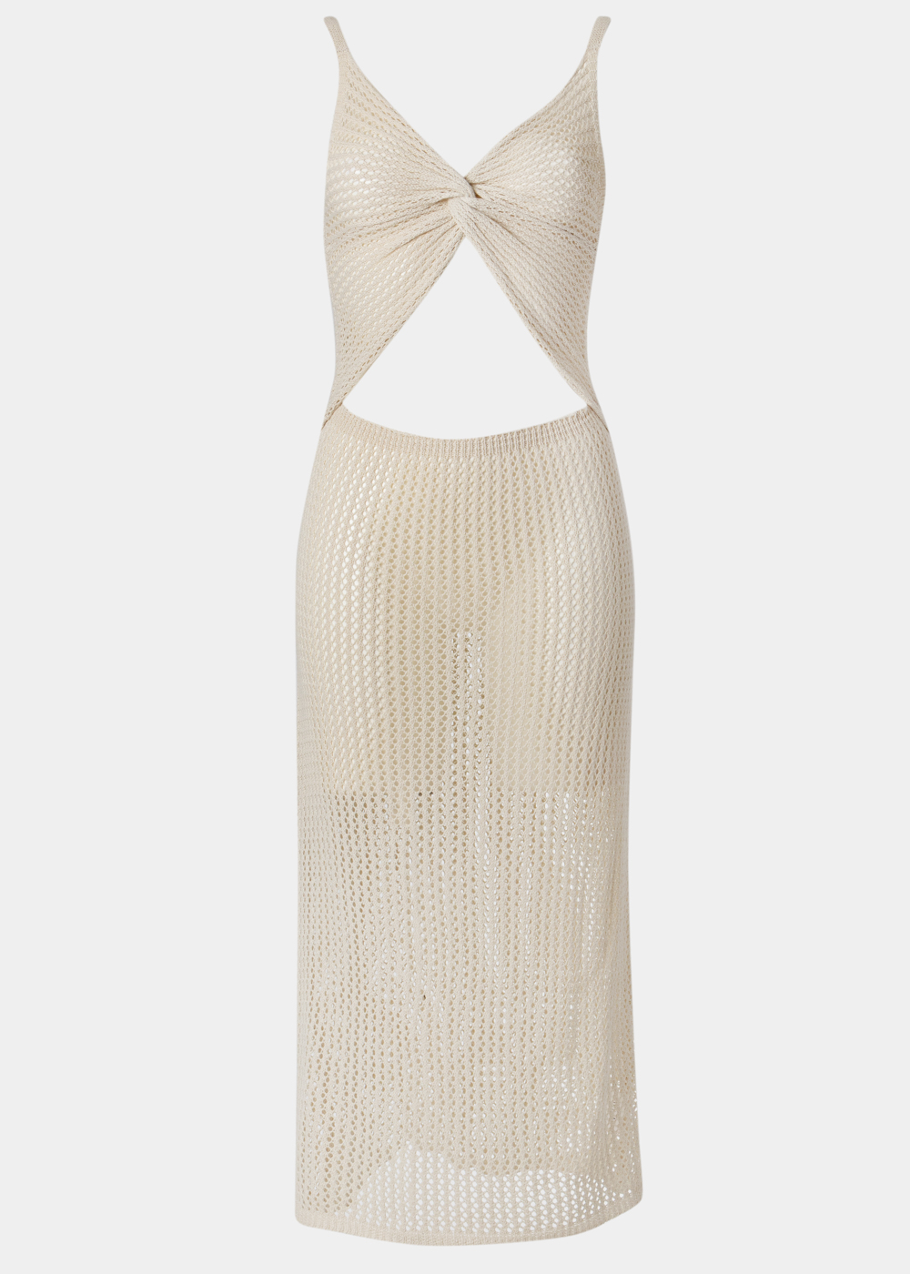 G28A7364 copy Beige Knitted Beachwear w/ Front Twist Detail - Image 1