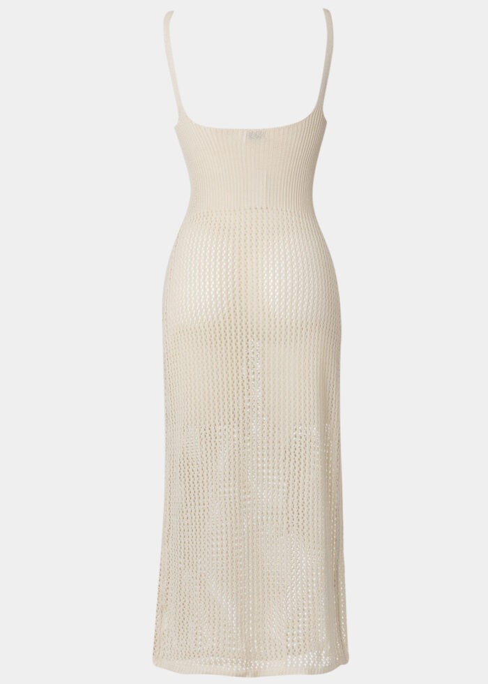 Beige Knitted Beachwear w/ Front Twist Detail - Image 2