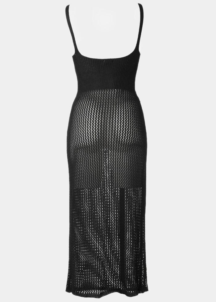 Black Knitted Beachwear w/ Front Twist Detail - Image 3