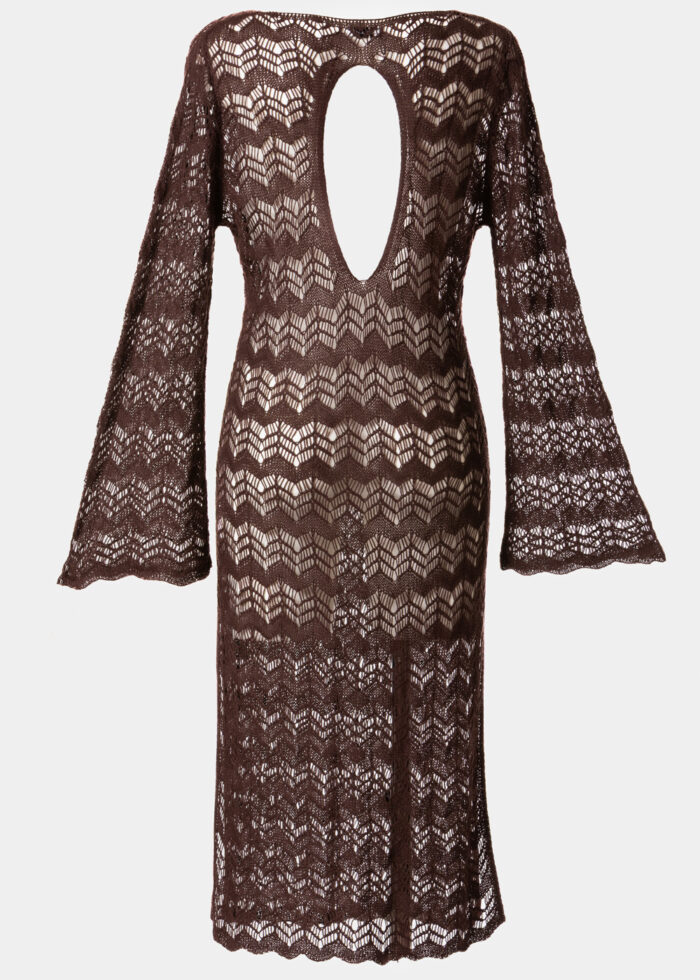 Dark Chocolate Long Sleeved Knitted Beachwear - Image 3